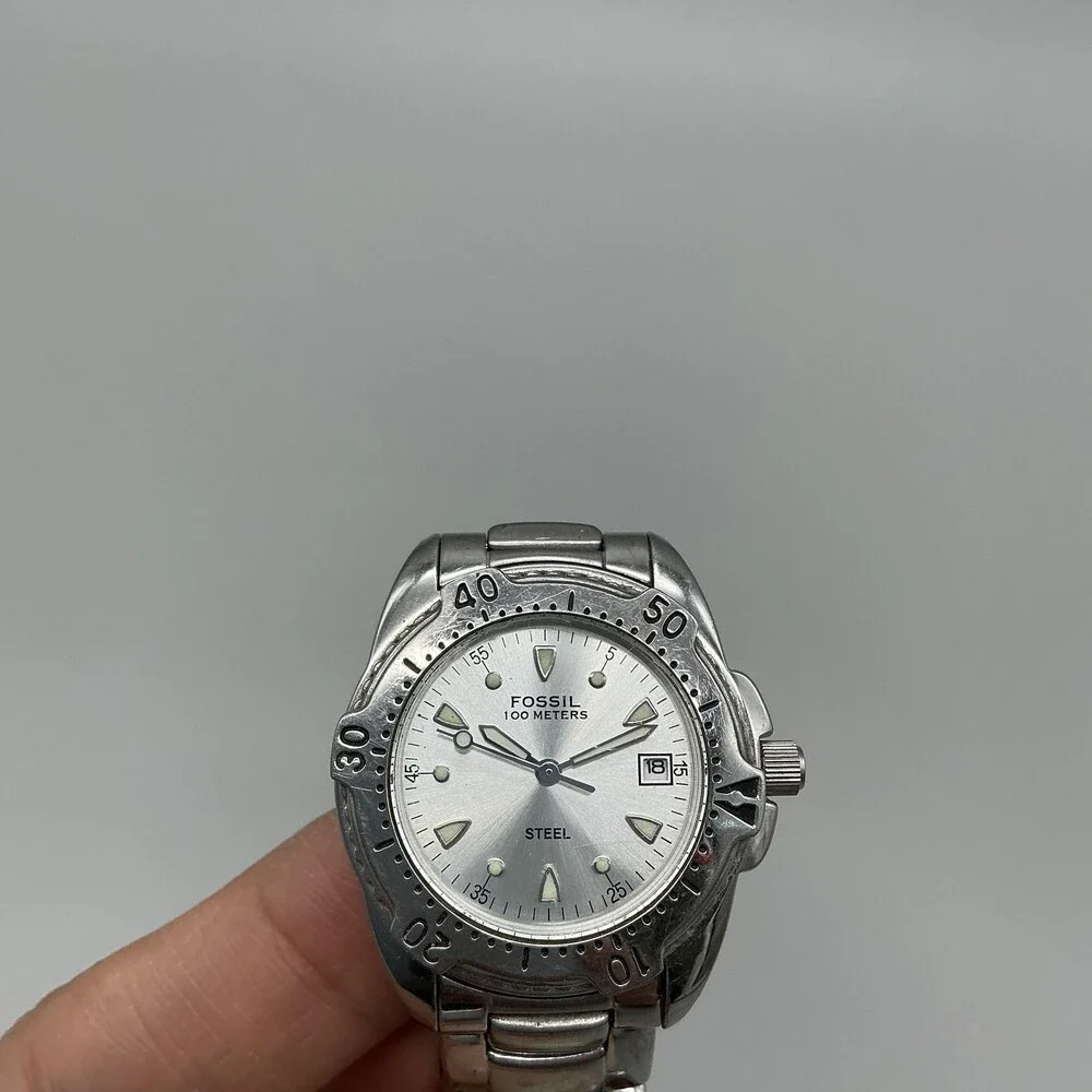 Fossil Steel FS-2525 Womens Watch 32mm Silver Dial Stainless 100m New Battery 6